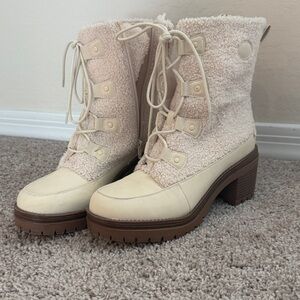 Altar'd State Cream and Brown Winter Boots